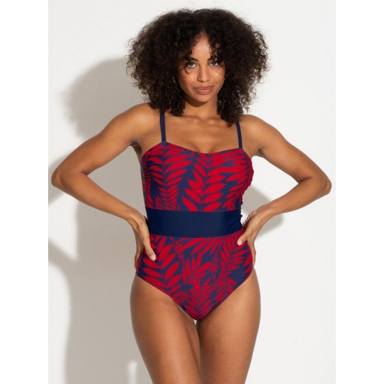 Palermo Panelled Control Swimsuit- Navy/Red