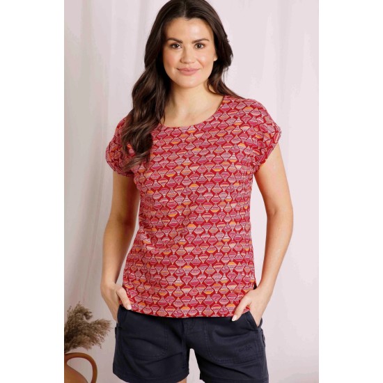 Paw Paw Organic Printed Top - Barberry Red
