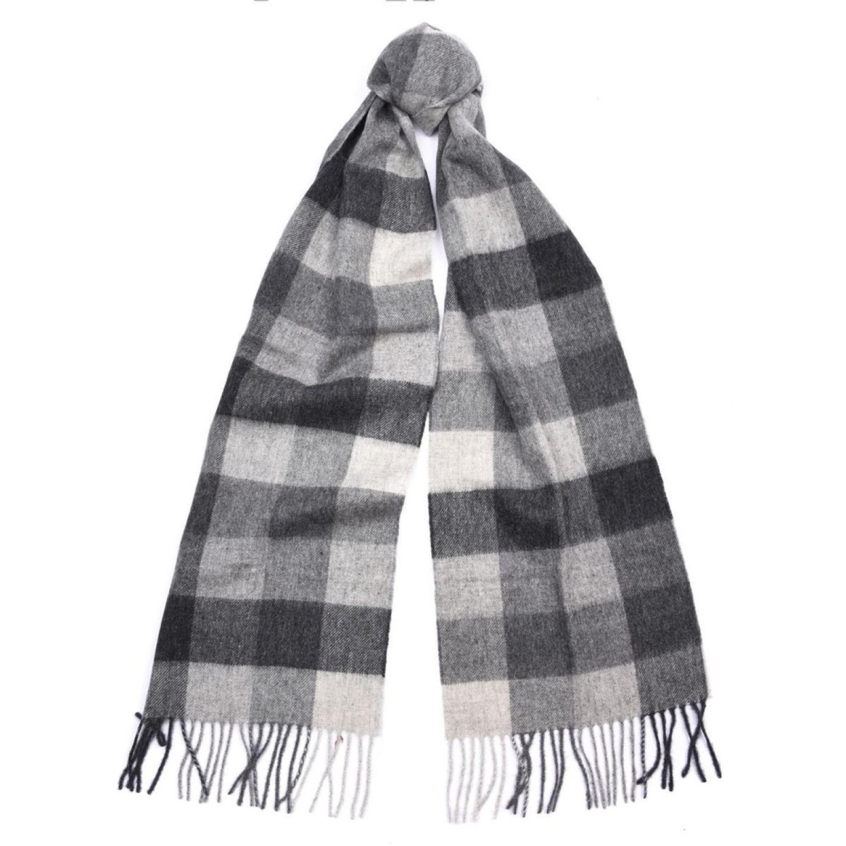 Barbour Large Tattersall Scarf Charcoal Grey - Simpsons of Cornwall