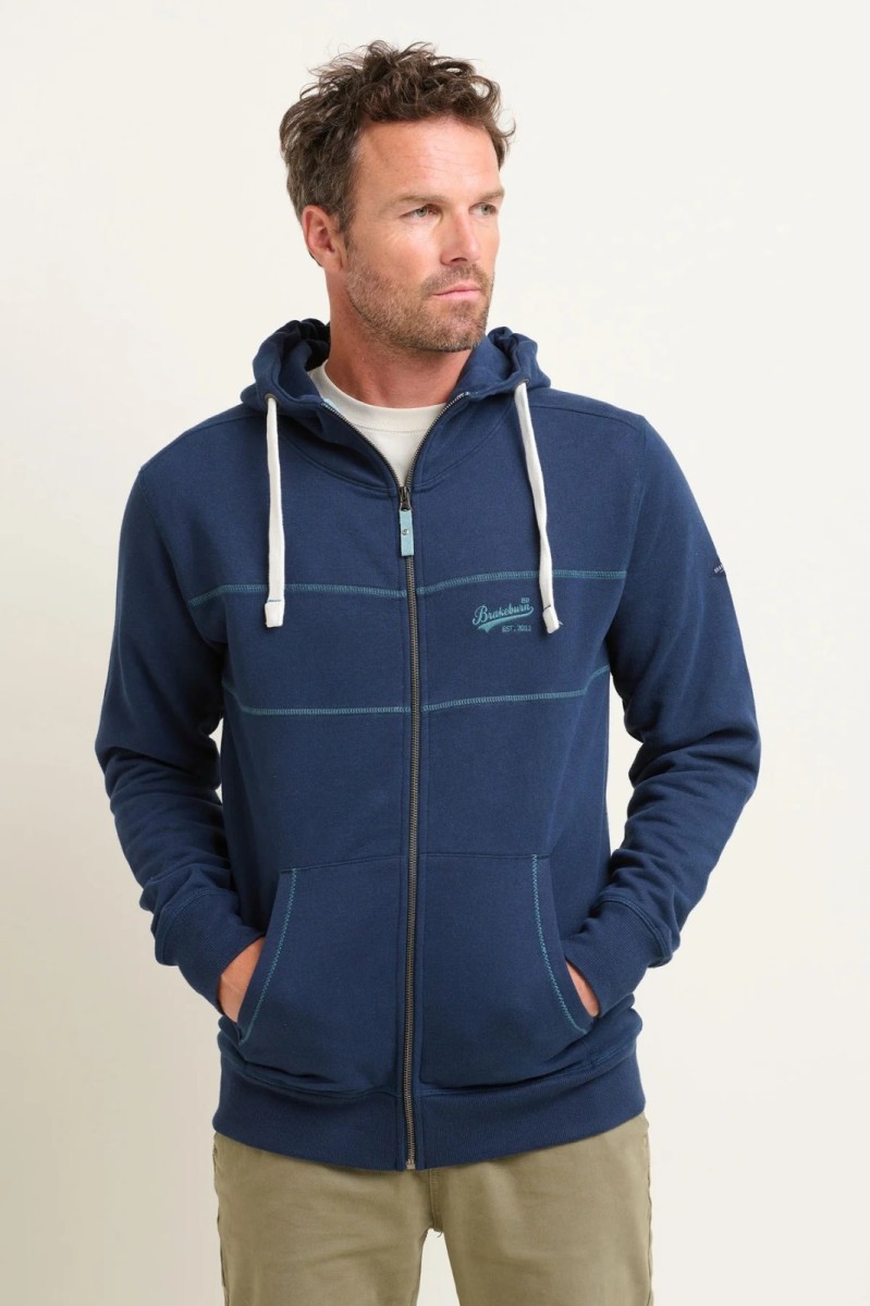 Brakeburn Navy Zip Thru Hoodie Simpsons of Cornwall
