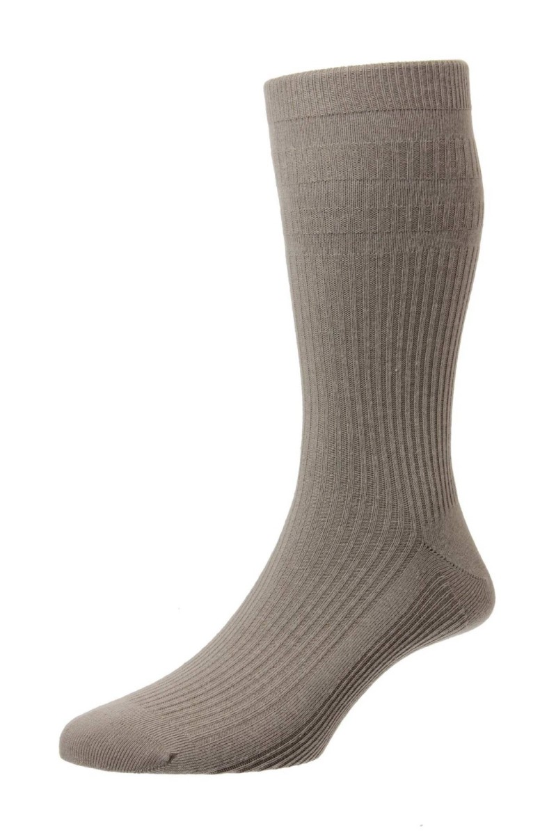 HJ Hall Cotton Soft Top Sock Mink - Simpsons of Cornwall