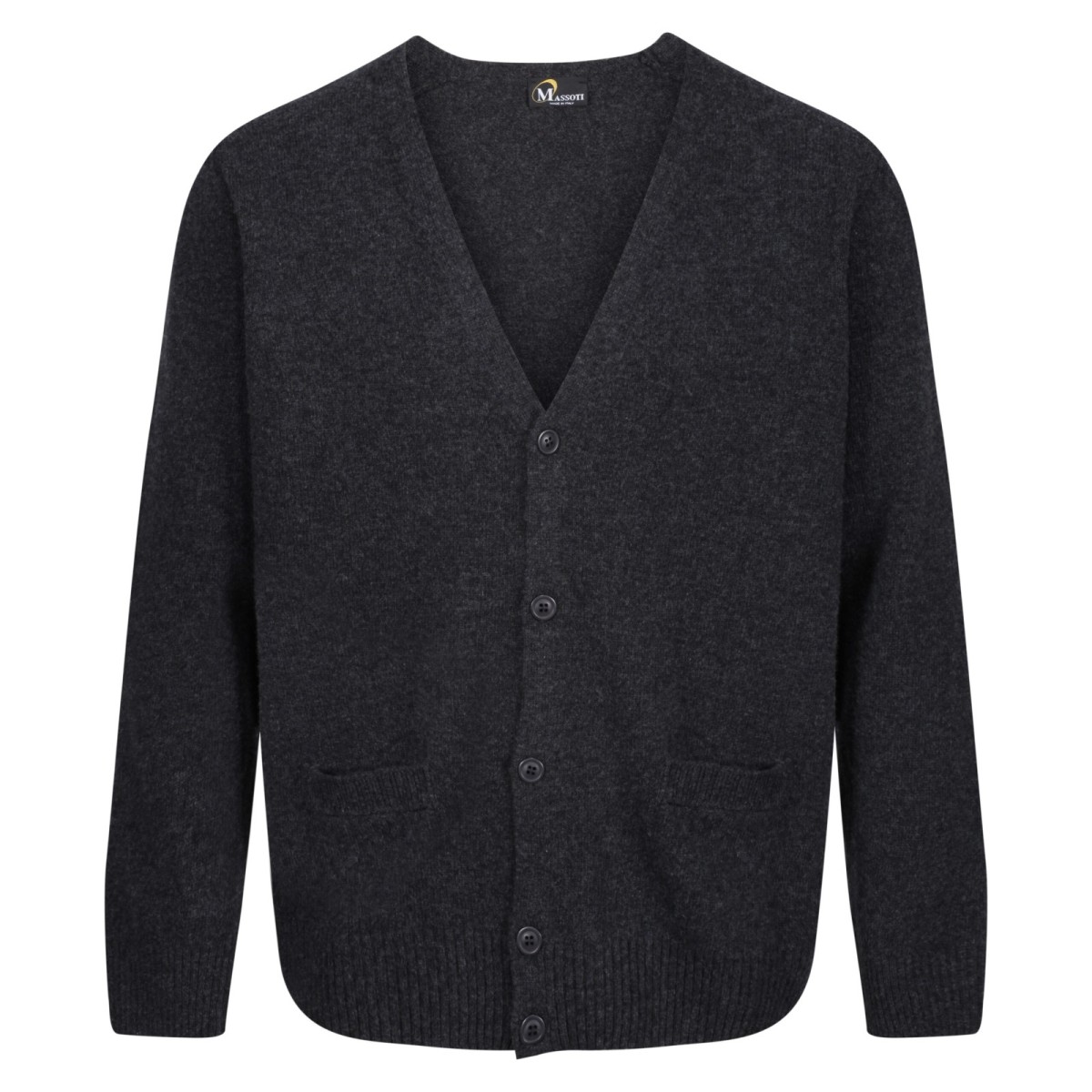 Massoti Lambswool Cardigan Charcoal - Simpsons of Cornwall