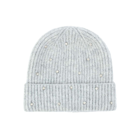 Amanda Diamante Embellished Beanie - Grey