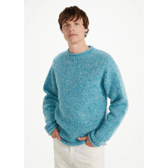 Aran Donegal Crew Neck Sweater Ocean
