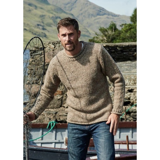 Aran Donegal Wool Crew Neck Sweater Honey