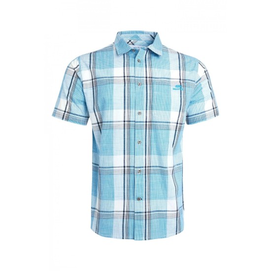 Avalon S/s Poplin Checked Shirt Azure