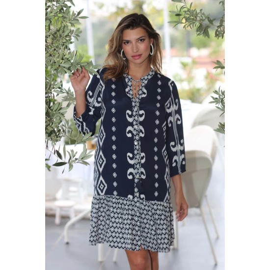 Aztec Short Dress- Navy