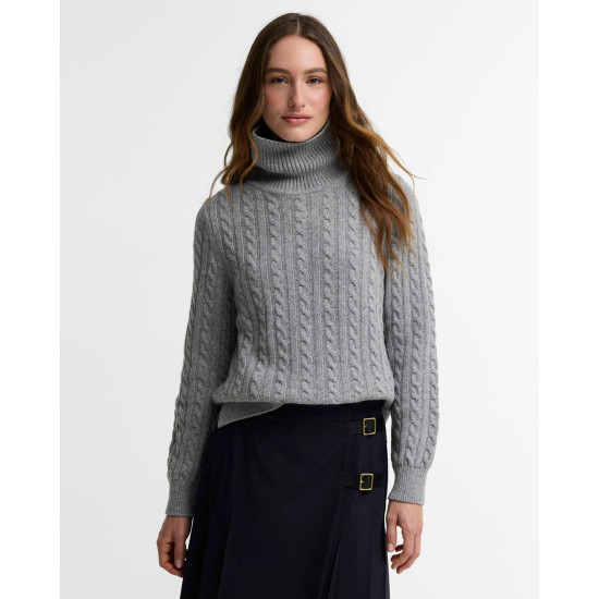 Barbour Ambleside Cable Roll Neck- Grey Marl
