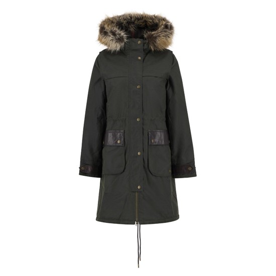Barbour Durham City Parka Wax Jacket- Fern