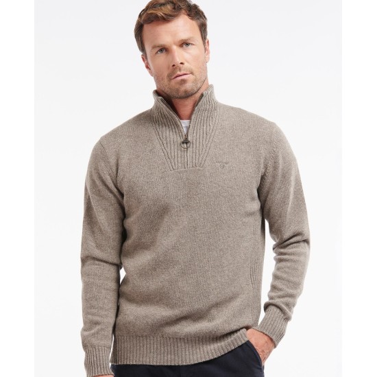 Barbour Essential Lambswool 1/2 Zip Dk Stone