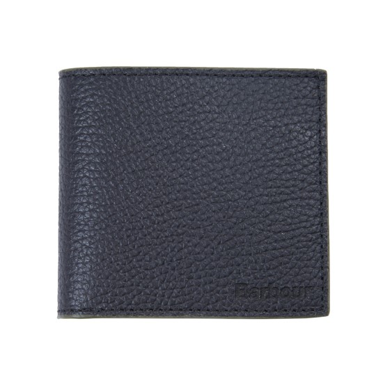Barbour Grain Leather Billfold Wallet- Black