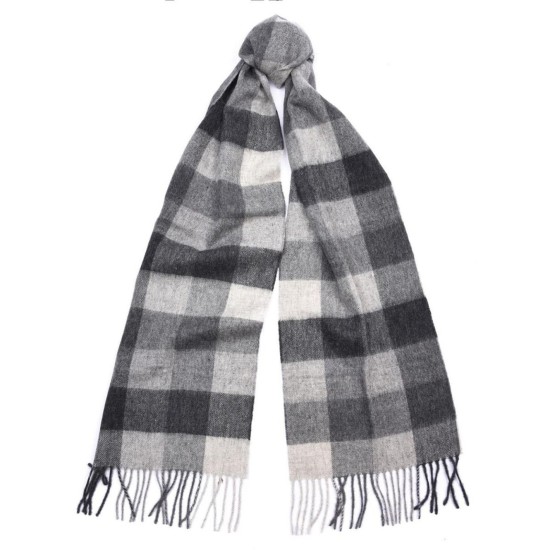 Barbour Large Tattersall Scarf Charcoal Grey