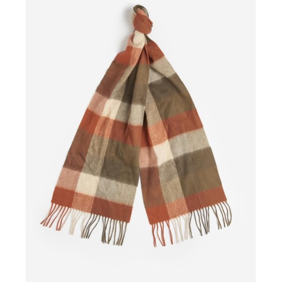 Barbour Large Tattersall Scarf Warm Ginger