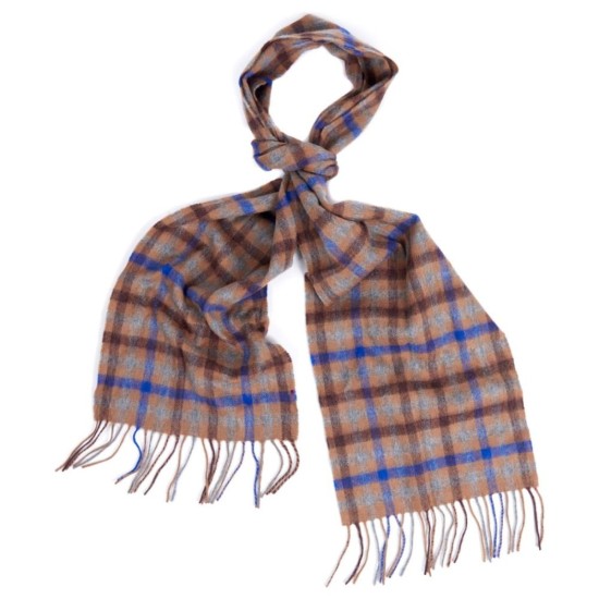 Barbour Mini Tattersall Lambswool Scarf Brown Blue