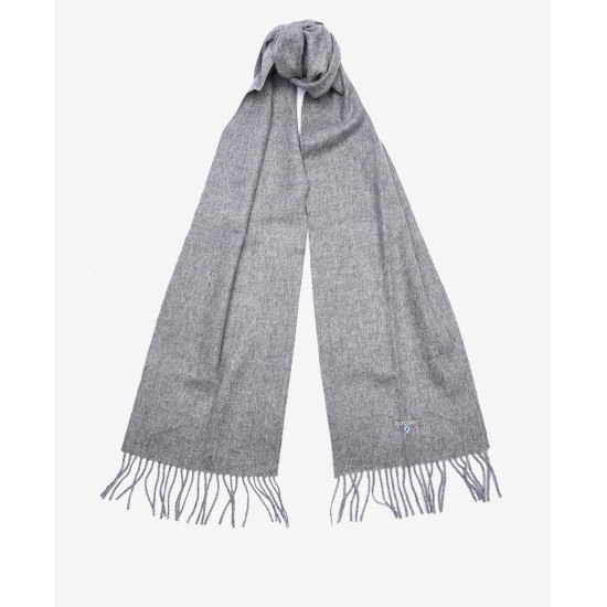 Barbour Plain Lambswool Scarf Light Grey Marl