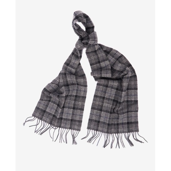 Barbour Tartan Lambswool Scarf Black/Grey