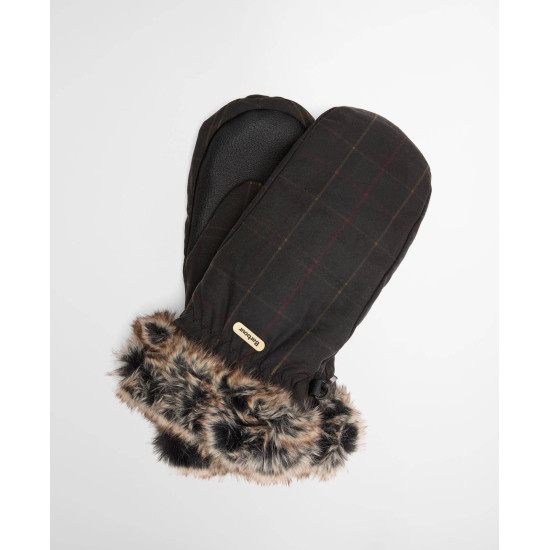 Barbour Tartan Wax Mitts- Dk Classic Tartan