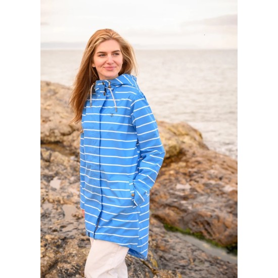 Beachcomber Long W/P Jacket- Azure Stripe
