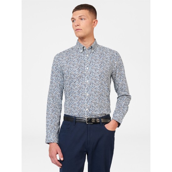 Ben Sherman Ditsy L/S Shirt - Snow White