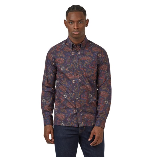 Ben Sherman Paisley L/S Shirt Marine