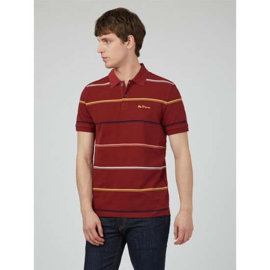 Ben Sherman Stripe Polo Claret