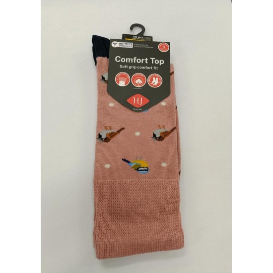 Bird Cotton Comfort Top socks Pink