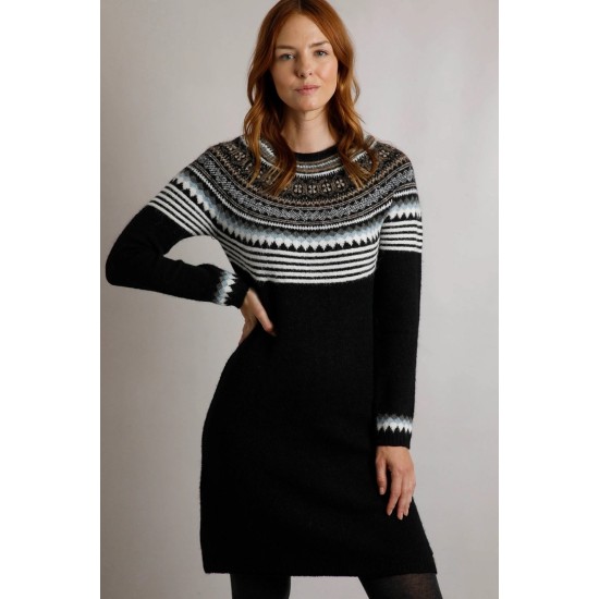 Blakely Eco Fair Isle Knitted Dress- Anthracite