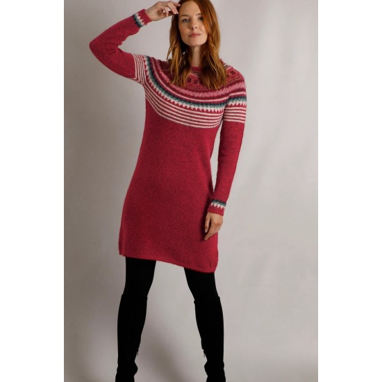Blakely Eco Fair Isle Knitted Dress- Rhubarb