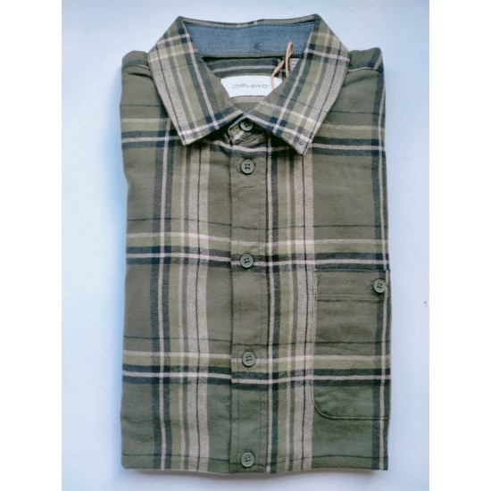 Blend Brushed Check Shirt Green