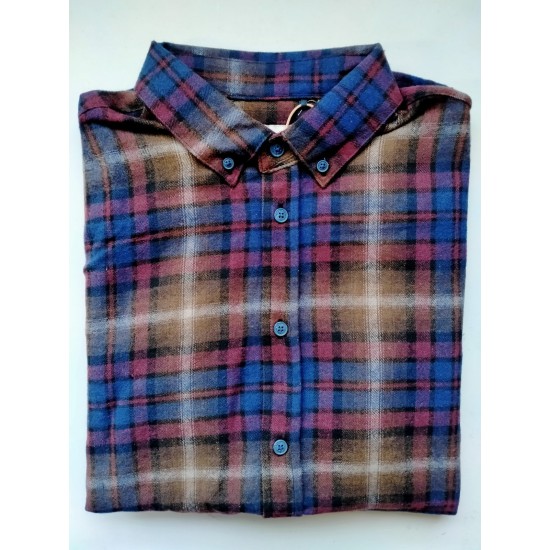 Blend Brushed Check Shirt Fired Brick