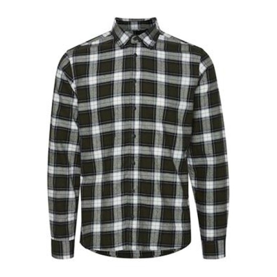 Blend Brushed Check Shirt Olive
