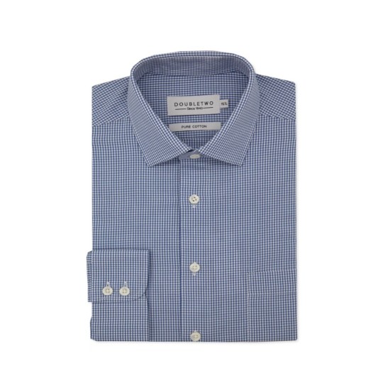 Double Two Navy Gingham L/S Shirt