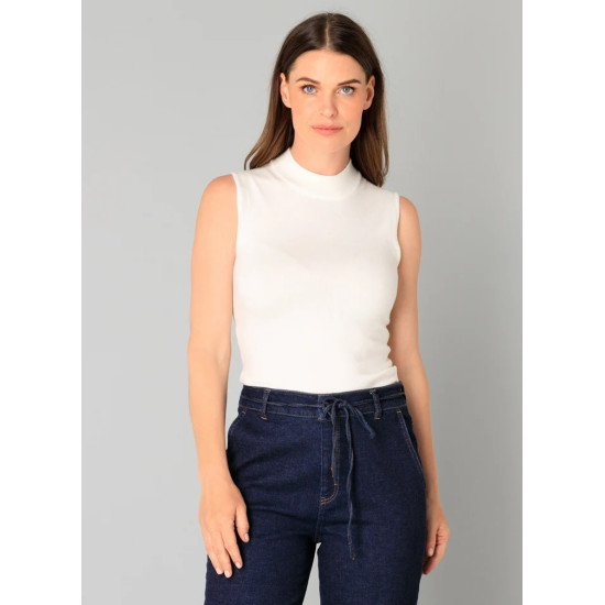 Bobby Sleeveless Turtle/N Top- Off White