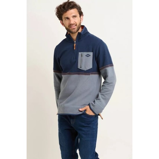 Brakeburn Blue Pique 1/4 Zip Sweat