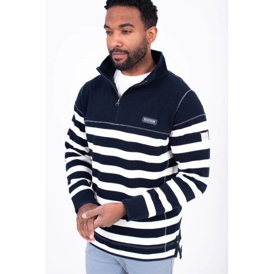 Brakeburn Striped 1/4 Zip Sweat