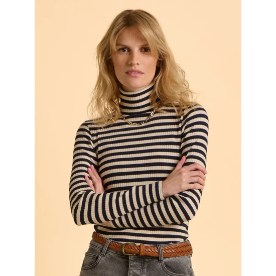 Brakeburn Sylvia L/S T-Shirt- Navy/Cream