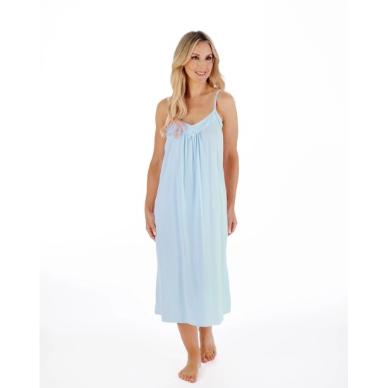 Broderie Anglaise Strappy Jersey Nightie Blue