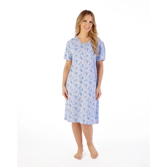 Butterfly Print S/S Jersey Nightdress Blue