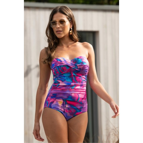 Cabana Strapless Control Swimsuit- Purple