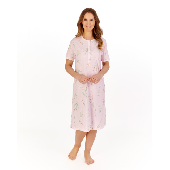 Calla Lily R/N S/S Cotton Nightie -Pink