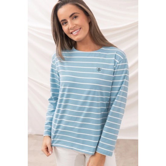 Causeway Long Sleeve- Marine Blue Stripe