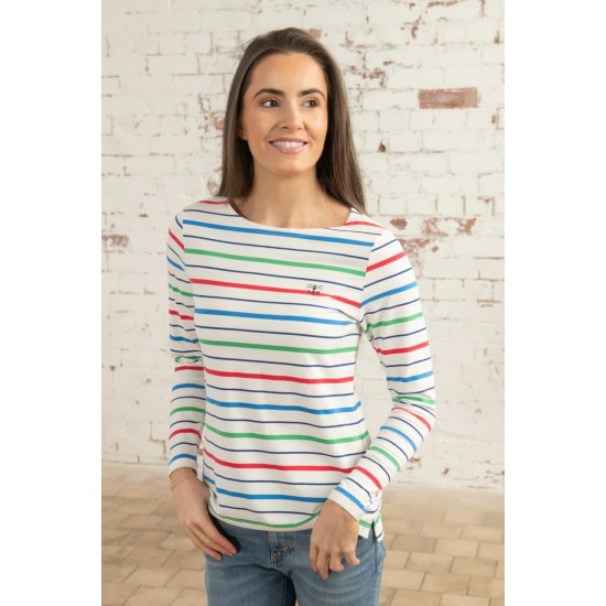 Causeway Long Sleeve- Seagrass/Poppy Stripe