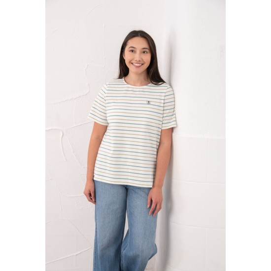 Causeway S/Sleeve T-Shirt- Pistachio & Basil Stripe