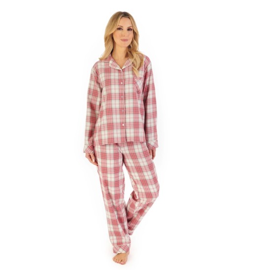 Checked Brushed Cotton Pyjamas -Pink