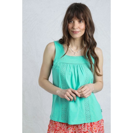 Chelle Sq/N Organic Cotton Vest- Aquamarine