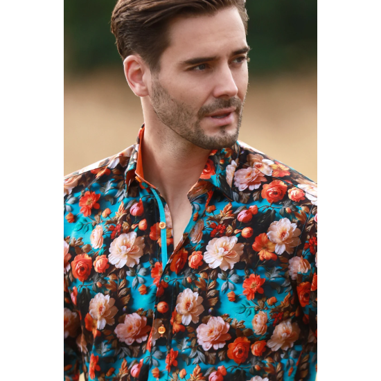 Claudio Lugli L/s Shirt- Aqua Rose