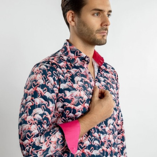 Claudio Lugli L/s Shirt- Flamingoes