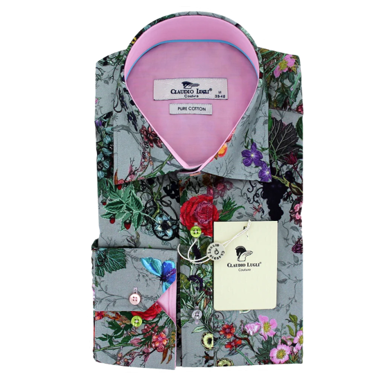 Claudio Lugli L/s Shirt- Grey Floral