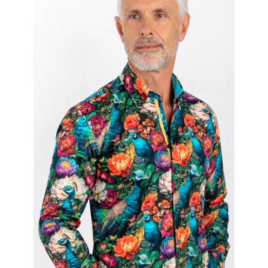 Claudio Lugli L/s Shirt- Peacock & Flowers