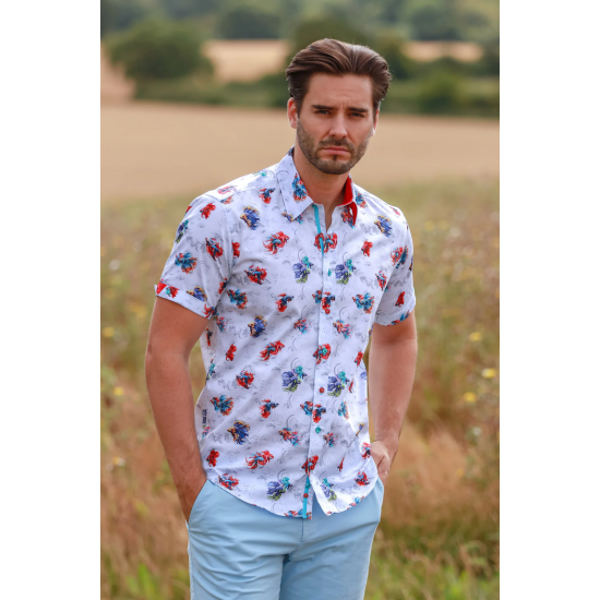 Claudio Lugli S/s Shirt- Betta Fish- White